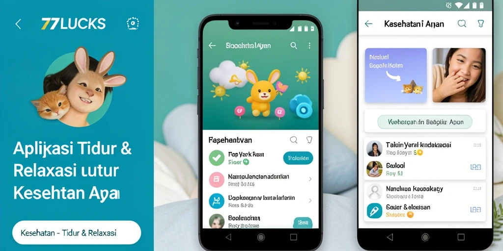 Antarmuka aplikasi 77LUCKS dengan fitur Tidur & Relaksasi.