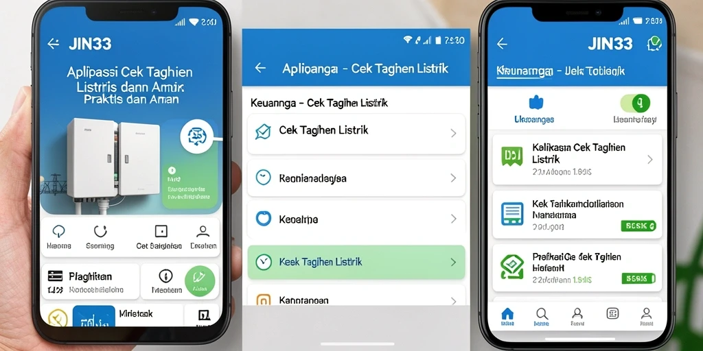 Antarmuka aplikasi JIN33 yang mudah digunakan untuk cek tagihan listrik.
