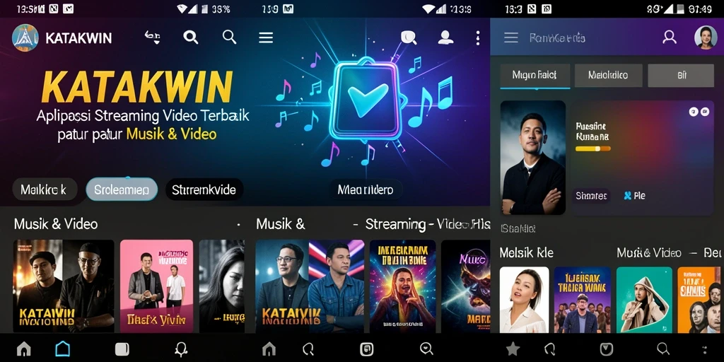 Antarmuka aplikasi KATAKWIN yang menarik untuk streaming video.