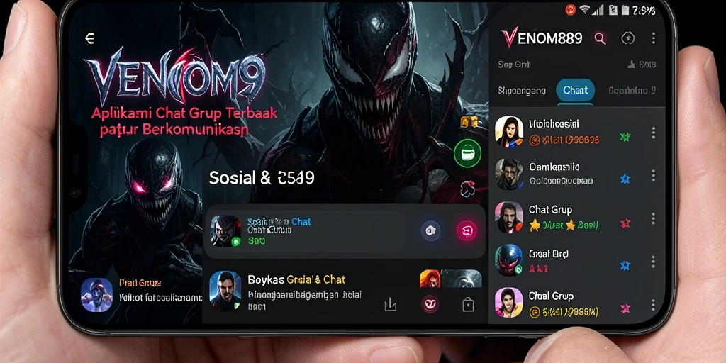 Antarmuka sederhana dan intuitif dari aplikasi Chat Grup VENOM889.